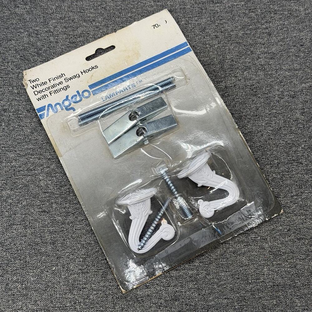 Vintage 1980s Angelo White Decorative Ceiling Swag Hooks NOS Item 70770 USA
